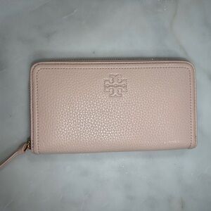 Tory Burch Blush Leather Zip Wallet
